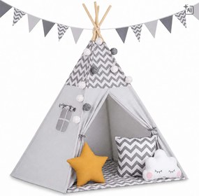 Detský stan Tepee so svetlom Nukido - sivý