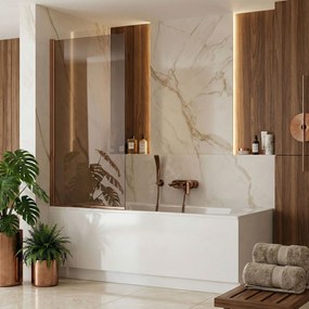 Rea Elegant, vaňová zástena s pevným krídlom 80x140 cm, medená matná, REA-W5695