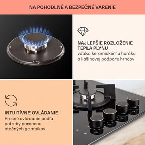 Klarstein MultiChef 4, kombinovaná plynová varná doska, 4 zóny, plyn/sklokeramika