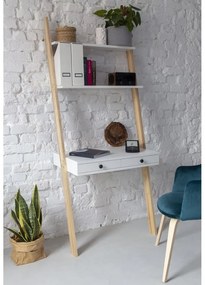 Biely stojan s pracovnou doskou a zásuvkou Ragaba Leno