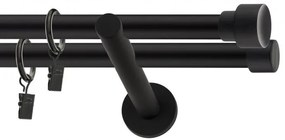 Dekorstudio Garniža dvojradová SLICK čierna-matná 19mm Dĺžka: 240cm, Typ príslušenstva: Krúžky tiché so štipcami