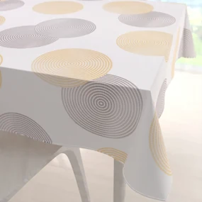 Biante Zamatový štvorcový obrus Tamara TMR-023 Žlté a sivé designové kruhy na smotanovom 40x40 cm