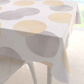 Biante Zamatový štvorcový obrus Tamara TMR-023 Žlté a sivé designové kruhy na smotanovom 70x70 cm