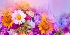 Obraz olejomaľba farebných kvetov Varianta: 100x50