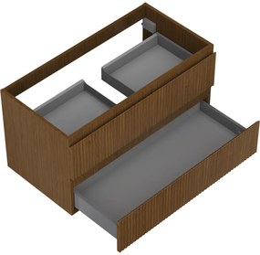 Mexen Rivel, kúpeľňová skrinka 90 cm, 2 zásuvky, drážkovaná, orech, 91A20-09047-2-BFF86