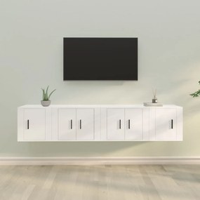4-dielna súprava TV skriniek biela spracované drevo 3188430