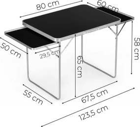 Skladací kempingový stôl 120 x 60 cm s policami a kufrovým dizajnom hnedá