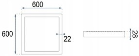 Toolight - LED panel 42W BIELY 6500K 092-SQ-42C, biela, OSW-03101