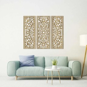SENTOP | Kvetinová mandala z dreva – boho 3‑dielny oibraz na stenu | SENTOP HDF0514-A-akcia20