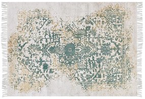 Viskózový koberec 140 x 200 cm béžová/zelená BOYALI Beliani