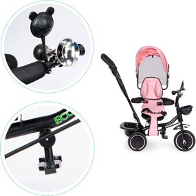 ECOTOYS detská trojkolka s otočným sedadlom 360°, odnímateľnou strieškou, ružová