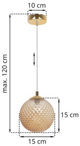 Závesne svietidlo Cannes, 1x medové sklenené tienidlo (fi 15 cm), G
