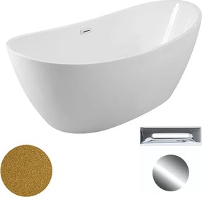 Besco Akrylátová voľne stojaca vaňa Ayla Glam Z 170x80 BESCO-Typ výpuste: Click-Clack s prepadom, grafit, BESCO-Rozmery: 170x80, BESCO-Farba: Biela/z…