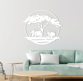 Drevený obraz slonej rodiny - Biela
