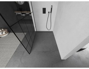 Mexen Kioto L, sprchová zástena Walk-In 70 x 200 cm, 8mm číre sklo čierny vzor, grafitový profil, 800-070-103-66-78