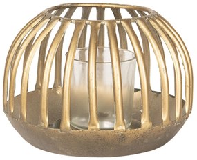 Zlatá kovová lampáš Lucette - Ø 15 * 10 cm