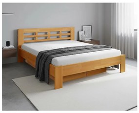 Dvojlůžková postel z masivu s úložným prostorem ANGELA 180x200 cm ořech světlý