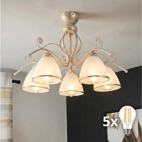 Brilagi - LED prisadený luster ANTICO 5xE27/60W/230V 3000K biela patina