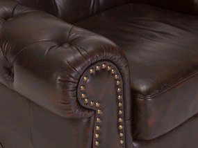 furniture-nabytek.cz - Masívne kreslo Chesterfield Hereford z pravej kože, hnedé – 112×96×94 cm