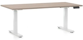 Výškovo nastaviteľný stôl OfficeTech D, 160 x 80 cm, biela podnož, dub
