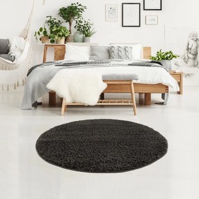 Dekorstudio Jednofarebný okrúhly koberec PULPY antracitový Priemer koberca: 120cm