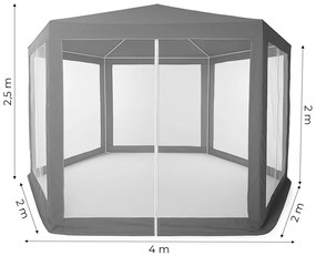 Záhradný pavilónový altánok, 2x2x2 m s moskytiérou, sivý, MultiGarden