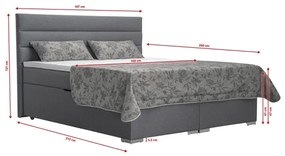 Čalúnená posteľ s úložným priestorom a matracmi s topperom NEW BOLERO 160x200 cm sivá