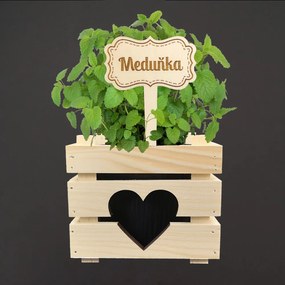 AMADEA Drevený zápich - ceduľka na bylinky Medovka, výška 20 cm, český výrobok