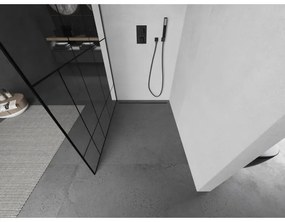 Mexen Kioto, sprchová zástena Walk-In 130 x 200 cm, 8mm číre sklo čierny vzor, grafitový profil, 800-130-101-66-78