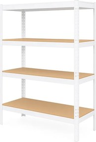 Regál 160x80x40 cm lakovaný 4-policový, nosnosť 700 kg - biely