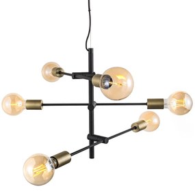 Nordlux Čierno-mosadzný závesný luster Josefine pre žiarovku 6x E27 48933003