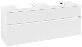 VILLEROY &amp; BOCH Collaro závesná skrinka pod dve umývadlá na dosku, 4 zásuvky, s LED osvetlením, 1400 x 500 x 548 mm, White Matt, C103B0MS