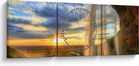 Obraz - Vodopád (s hodinami) (90x30 cm)