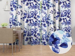 Biante Bavlnený záves Sandra SA-605 Modrý eukalyptus na bielom 150x200 cm