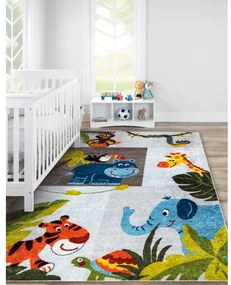 JUNIOR 51858.802 umývací koberec Zvieratá, Afriky pre deti protišmykový - sivá Veľkosť: 120x170 cm