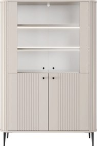 Vitrína Vesper 103 cm štvordverová - kašmír / čierne nohy