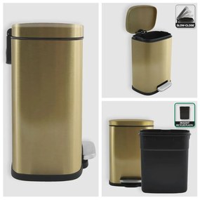 Nášľapný oceľový odpadkový kôš v matne zlatej farbe 5 l Akira – Spirella