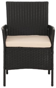 Záhradná súprava 2 kresiel, pohovky a stolíka HWC-N98 - antracit, krémový vankúš