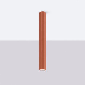 Stropné svietidlo Karbon, 1x okrovo červené kovové tienidlo, (60 cm)