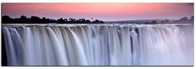 Obraz na plátne - Vodopád sfarbený západom slnka - panoráma 5227A (120x45 cm)