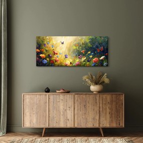 Obraz - Jarná kvetinová lúka, maľba (120x50 cm)