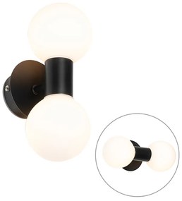 Moderná nástenná lampa čierna IP44 2-svetlo - Cederic