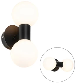 Moderná nástenná lampa čierna IP44 2-svetlo - Cederic