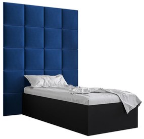 Jednolôžková posteľ s čalúneným čelom 90 cm Brittany 3 (čierna matná + modrá) (s roštom). Vlastná spoľahlivá doprava až k Vám domov. 1045970