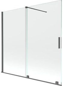 Mexen Velar, 2-krídlová posuvná vaňová zástena 170 x 150 cm, 8mm číre sklo, grafitový matný profil, 896-170-000-01-66