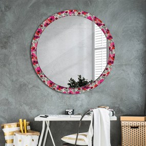 Okrúhle ozdobné zrkadlo Ružové maky fi 100 cm