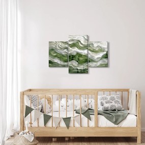 Obraz - Zelenobiele vlnky (90x60 cm)