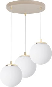 Závesné svietidlo Florence, 3x biele sklenené tienidlo, g/be, o