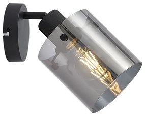 Dizajnový nástenný reflektor čierny s dymovým sklom - Domo