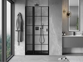 Mexen MIST, 1-krídlové sprchové dvere (1d+1s) 115x200 cm, 6mm číre sklo so vzorom mriežky, ľavý variant, 8A4-115-000-70-77-L